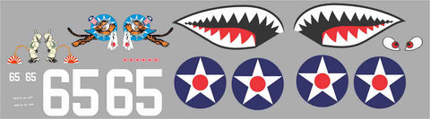 P-40 Flying Tigers White #65 Graphics Set